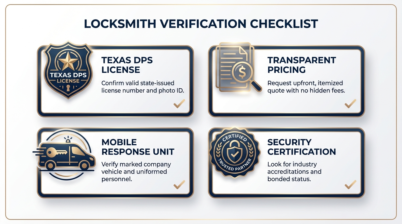 Licensed locksmith verifying credentials in San Antonio