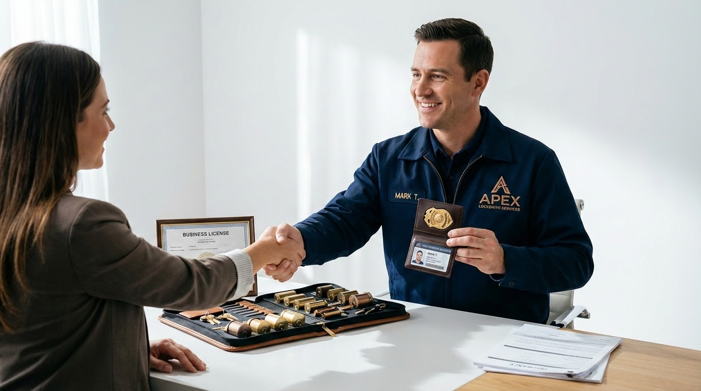 Licensed locksmith technician with credentials serving San Antonio homeowners