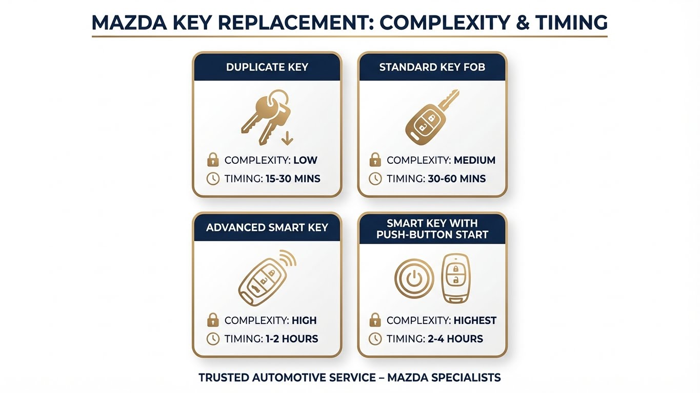 Mazda key replacement cost factors and pricing in San Antonio TX