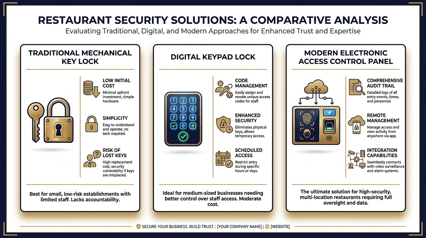 Comparison of mechanical locks keypads and access control systems for San Antonio restaurants