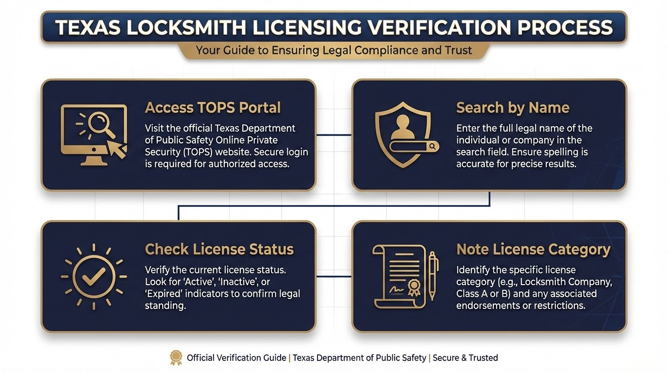 Texas DPS locksmith licensing requirements and verification process for San Antonio residents