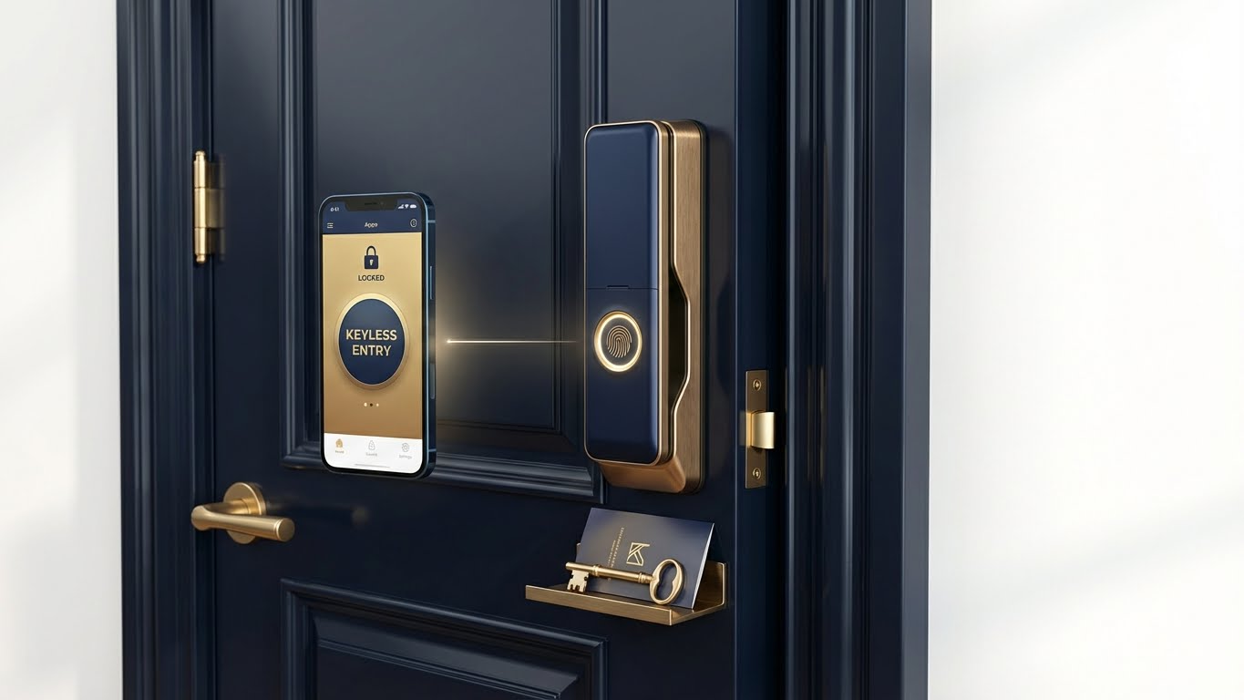 Smart lock installation on front door of San Antonio home