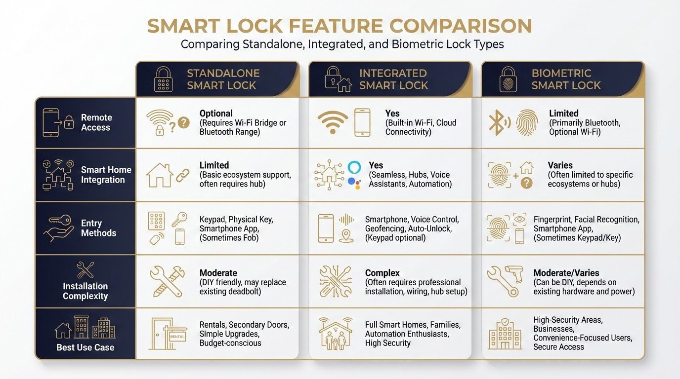 Smart Lock Features Comparison Chart