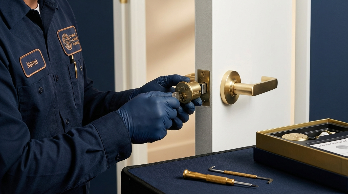Professional Medeco lock installation process by licensed locksmith