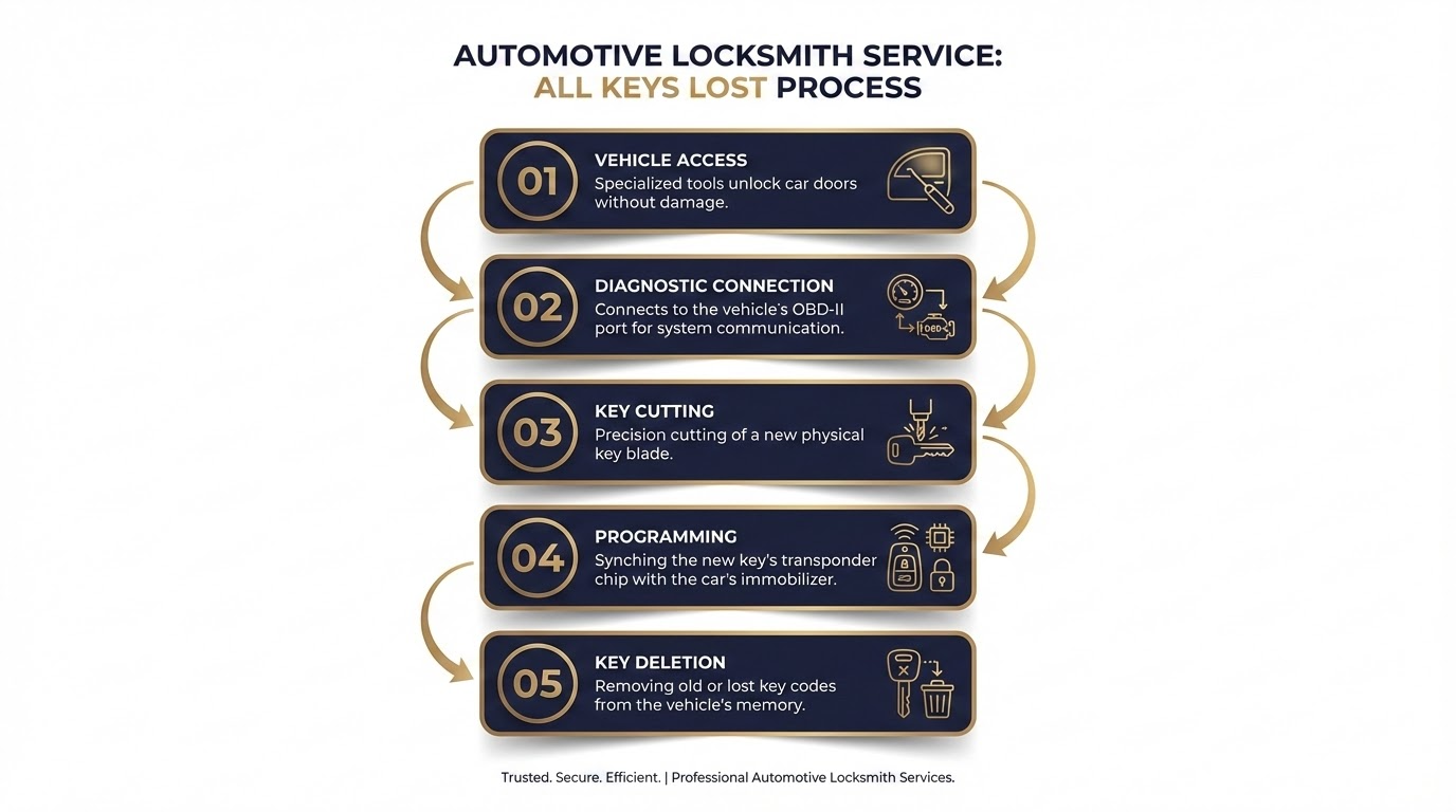 Professional locksmith performing all keys lost service on vehicle in San Antonio