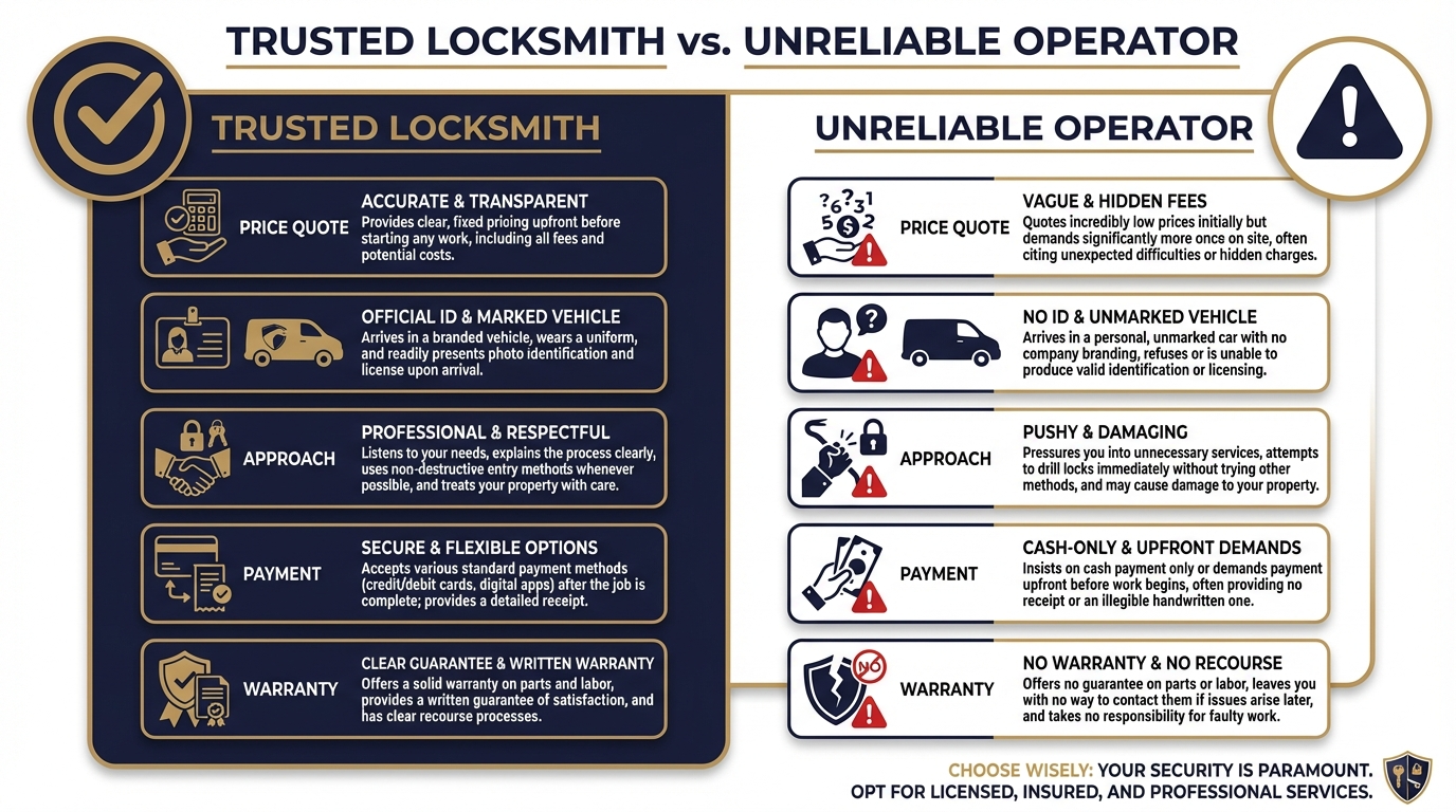 Professional locksmith technician displaying credentials and providing transparent service in San Antonio