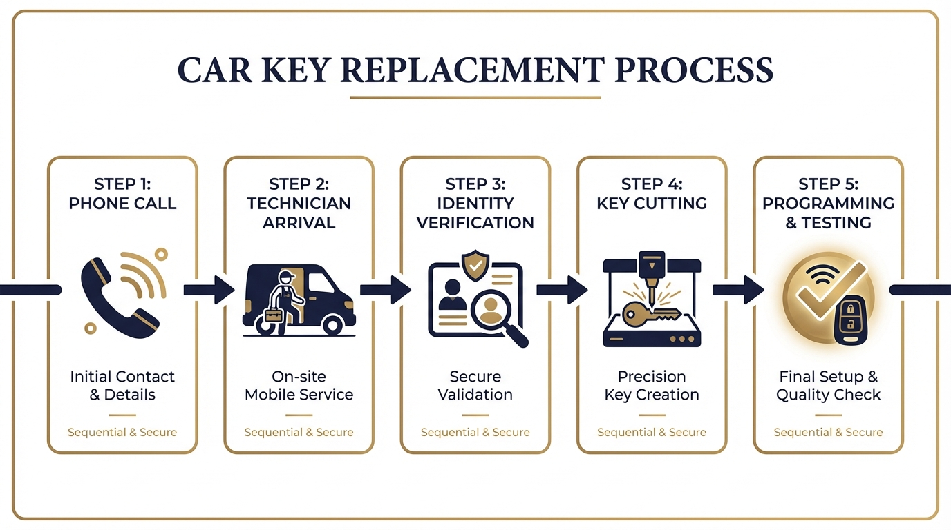 Complete same-day car key replacement process from call to completion