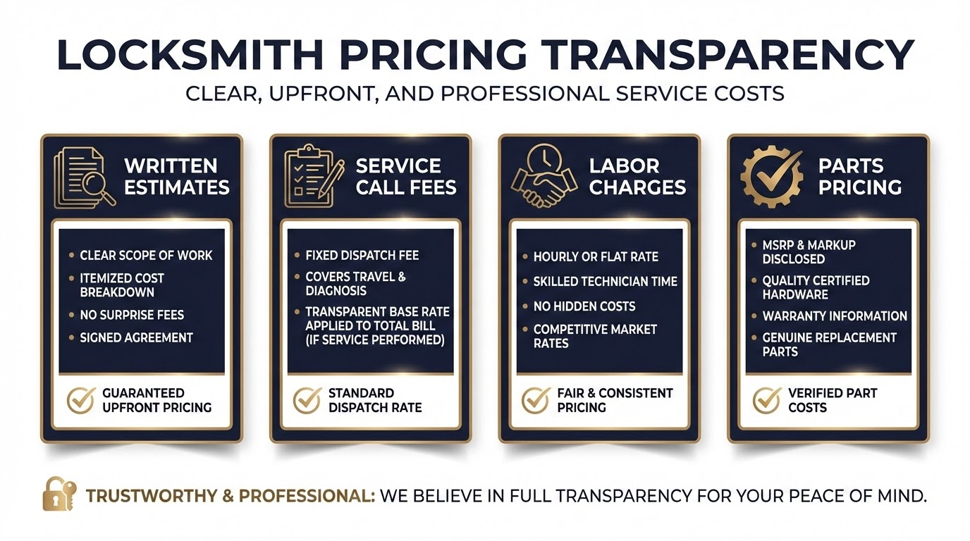 Locksmith providing transparent pricing estimate to Terrell Hills customer