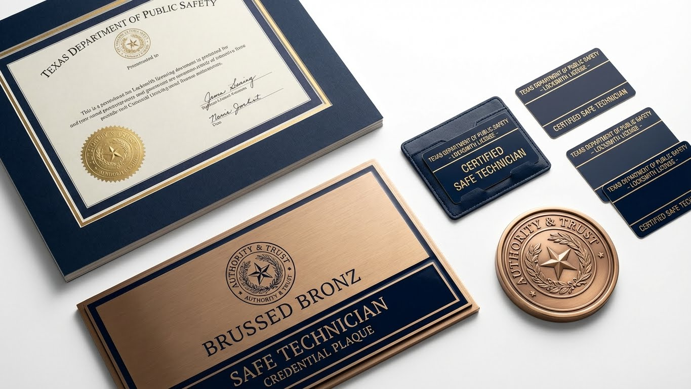 Licensed safe locksmith technician working on commercial safe in San Antonio