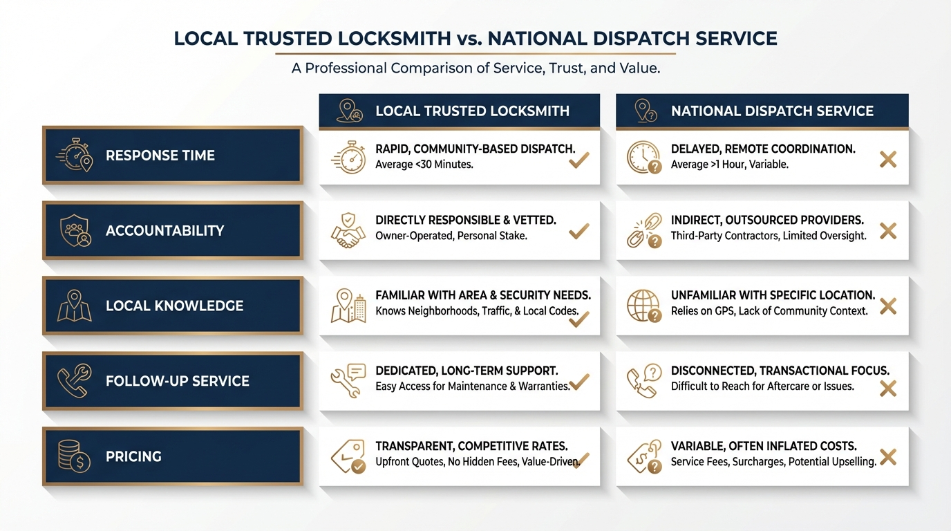 Local San Antonio locksmith service vehicle arriving at commercial business location