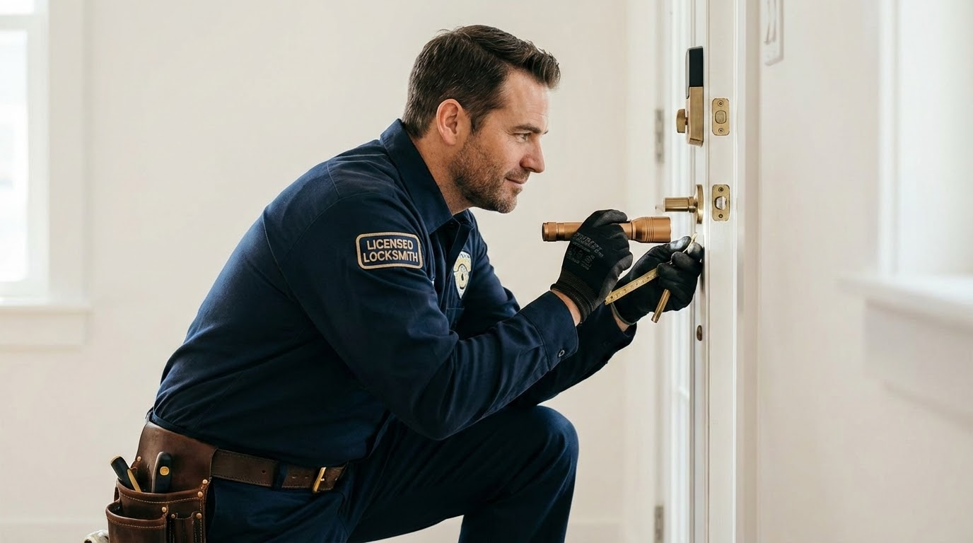 Door alignment check for smart lock installation in San Antonio