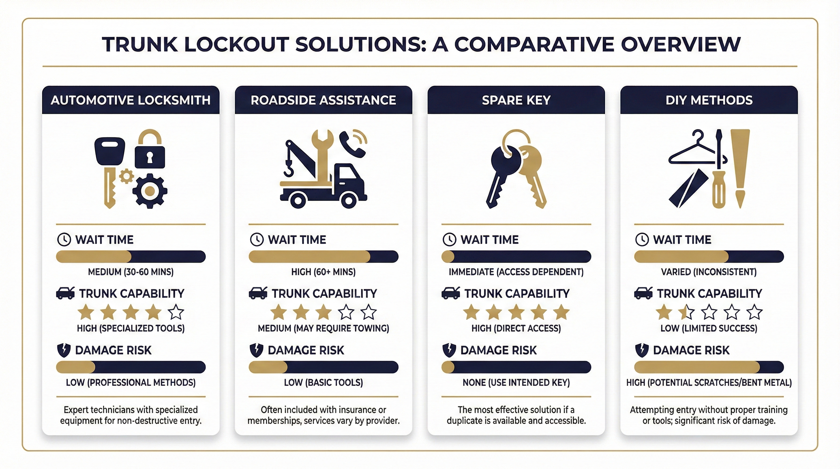 Side-by-side comparison of trunk lockout solutions available to San Antonio drivers