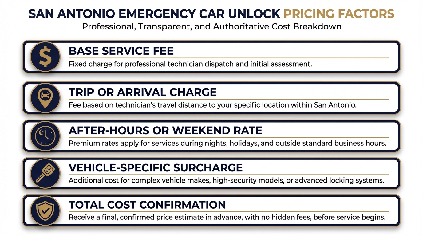 Transparent emergency car unlock pricing in San Antonio Texas with locksmith technician