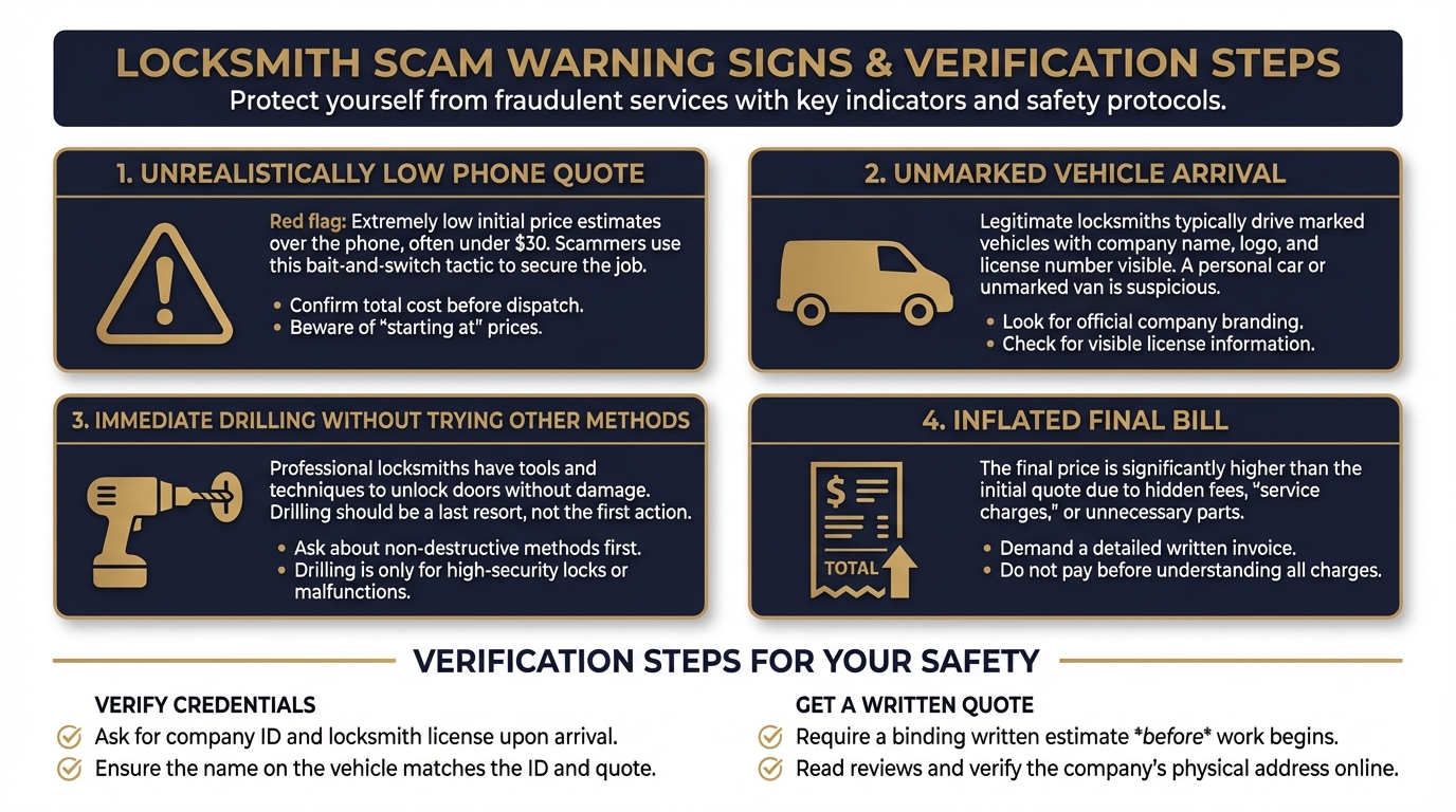 Checklist for verifying a legitimate locksmith in San Antonio including license verification and branded vehicle check