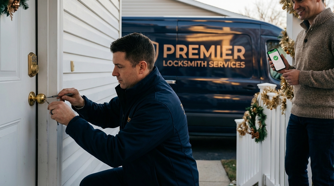 Immediate Response Locksmith mobile technician arriving for a holiday emergency lockout service in San Antonio